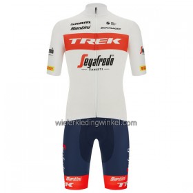 Set Fietsshirt + Korte Koersbroek 2022 Trek-Segafredo Wit Rood